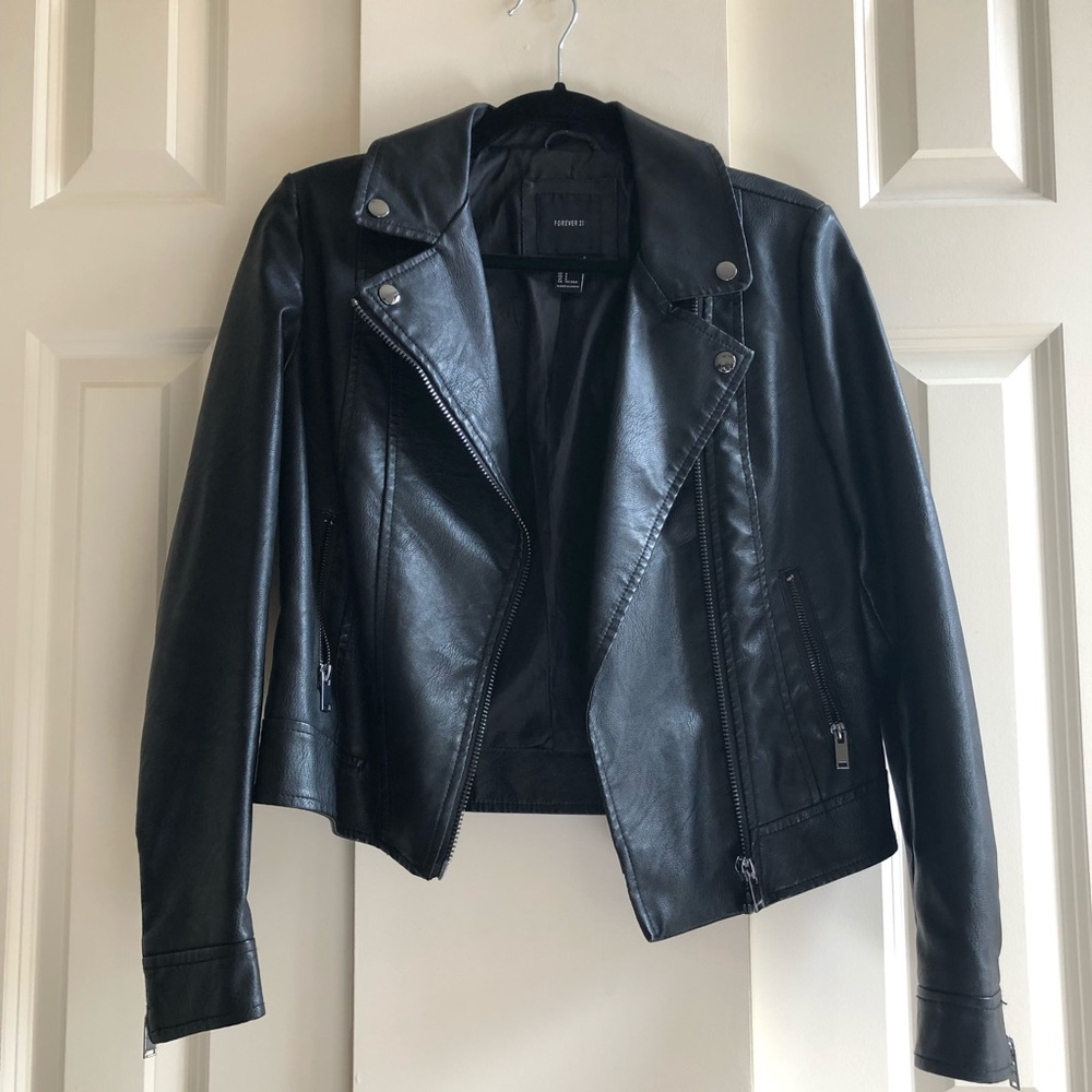 Forever 21 lightweight black leather jacket